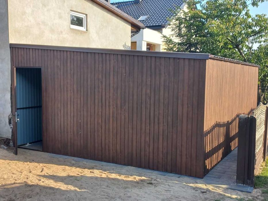 Blaszak Garaż blaszany DREWNOPODOBNY dąb orzech Garaże PREMIUM