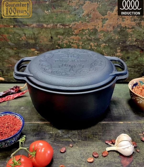 Чавунний казан з кришкою/ казан з кришкою сковородою/ котелок / 3-18л