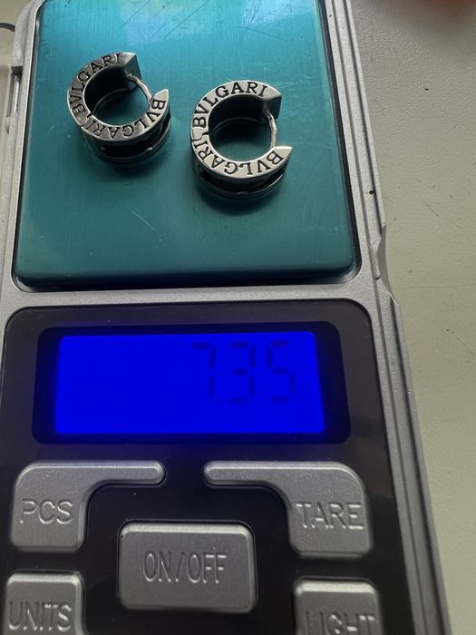 Серьги белое золото 585 оникс Bvlgari вес 7,35