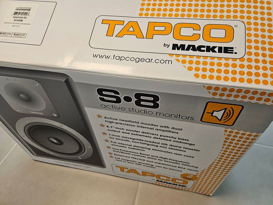 Colunas/Monitores de estúdio TAPCO S8 by Mackie (par)