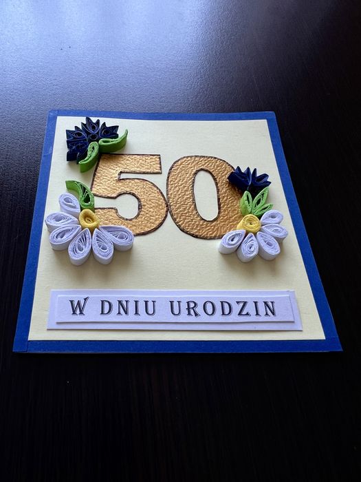 Kartka urodzinowa, ręcznie robiona, quilling