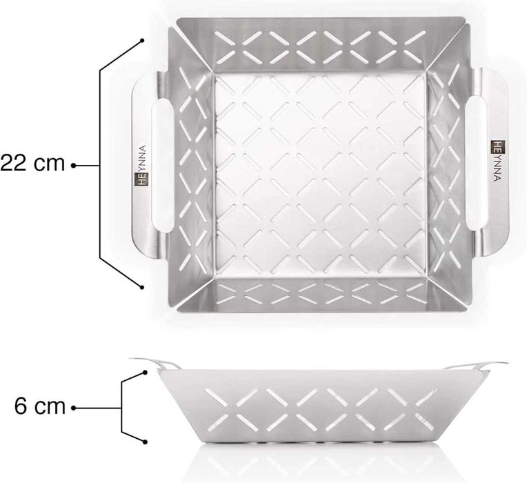 Kosz na grilla grillowanie warzyw mięsa ryb stal nierdzewna 22x22x6cm