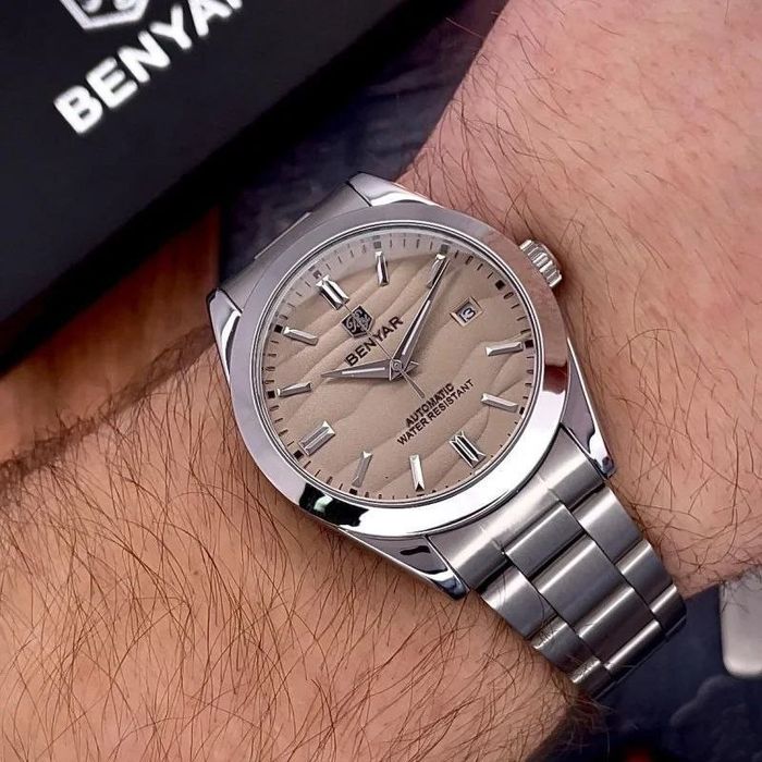Годинник Benyar у стилі Wave Dial Yellow: Механічний з автопідзаводом, Сталевий