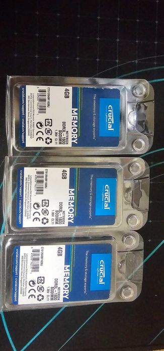 Memória RAM Crucial 4GB DDR3L 1600MHz SODIMM – NOVAS (3 unidades)