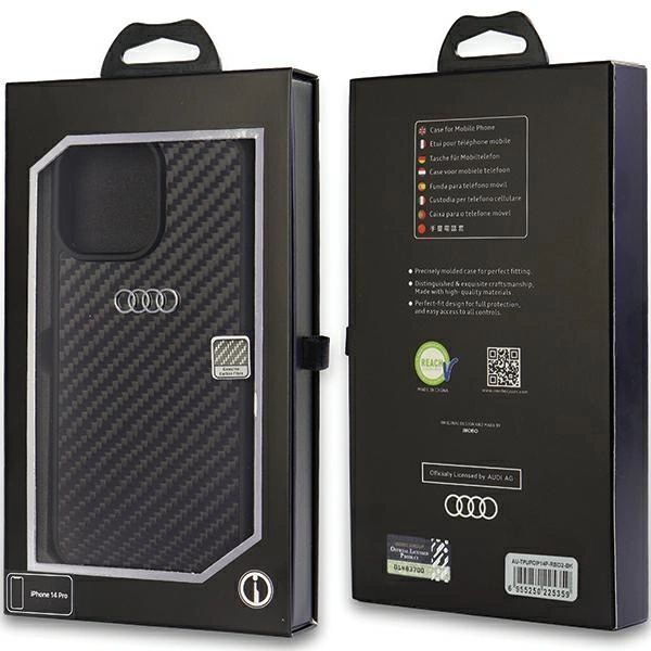 Etui Audi Carbon Fiber na iPhone 14 Pro - czarne
