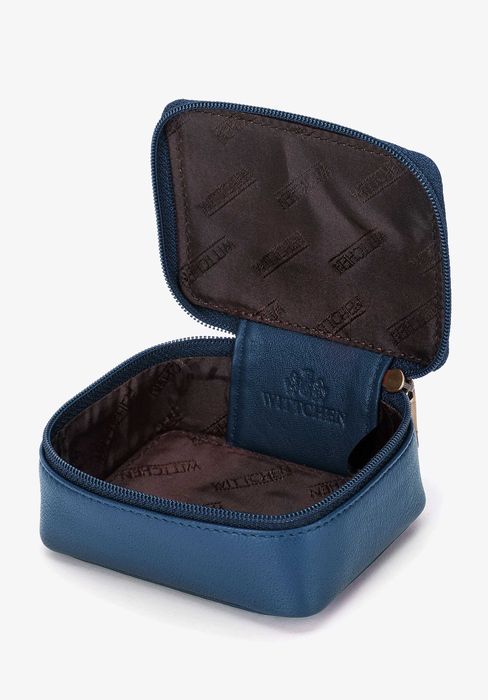 WITTCHEN Minikosmetyczka skórzana pudełkowa niebieska Super CENA