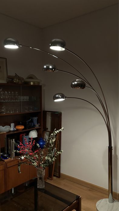 Pięcioramienna stojąca lampa chromowana Atelje Lyktan Szwecja lata 70