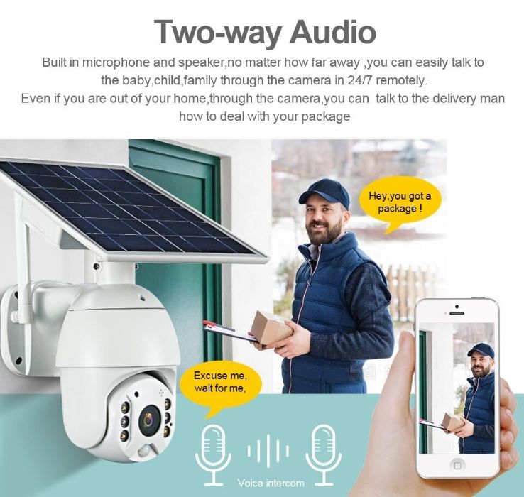 Câmara Painel Solar 8W 360º 1080p Wifi Visão Noturna prova d'água NOVA