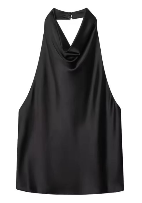 Сатиновий шовковий топ в стилі зара з горлом