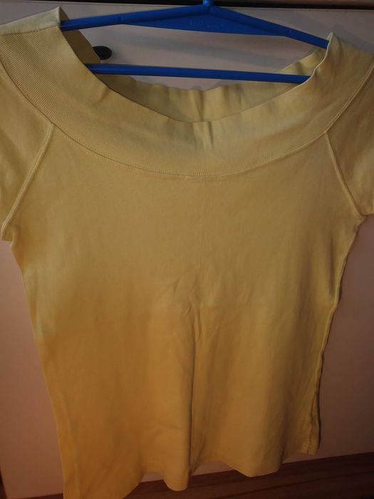 bluzka żółta, dekolt łódka