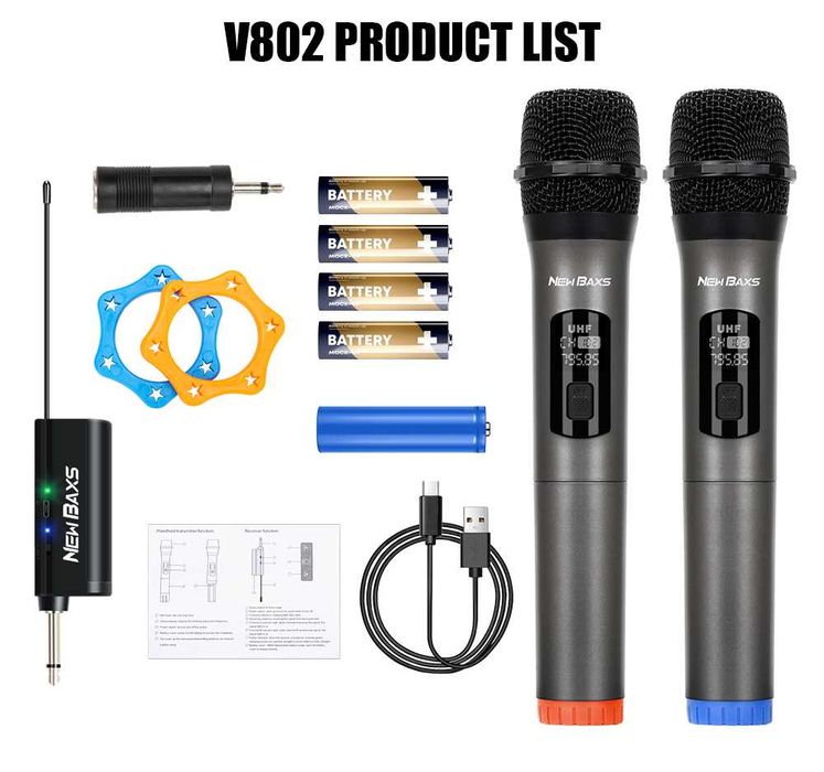 Радио микрофоны New Baxs V802. Беспроводные микрофоны.