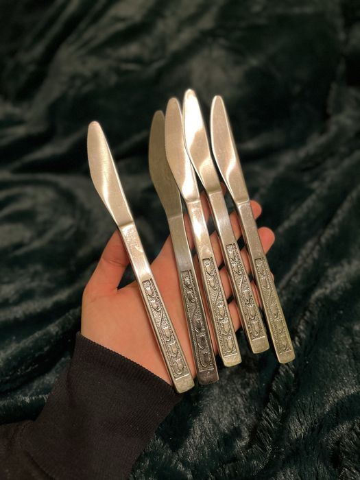 Zestaw sztućców nozy Gerlach konwalie 5 szt vintage retro PRL