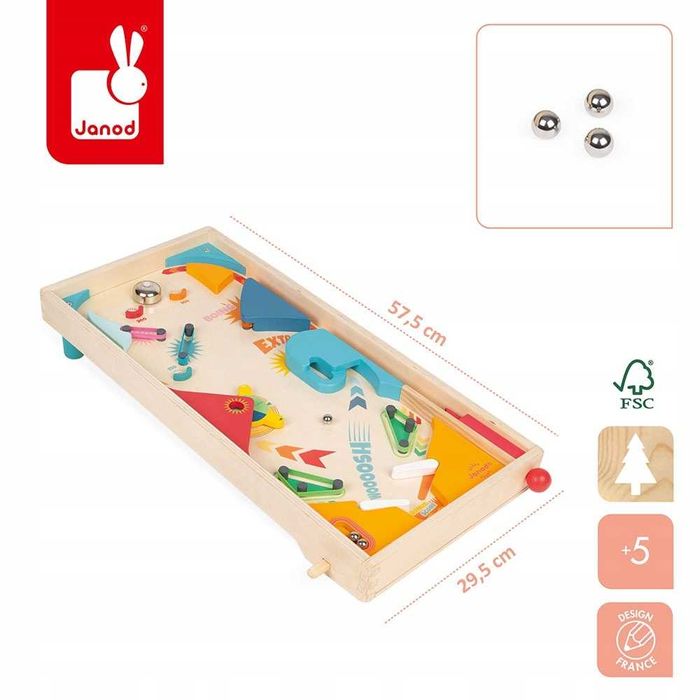 Drewniana gra zręcznościowa pinball marki Janod