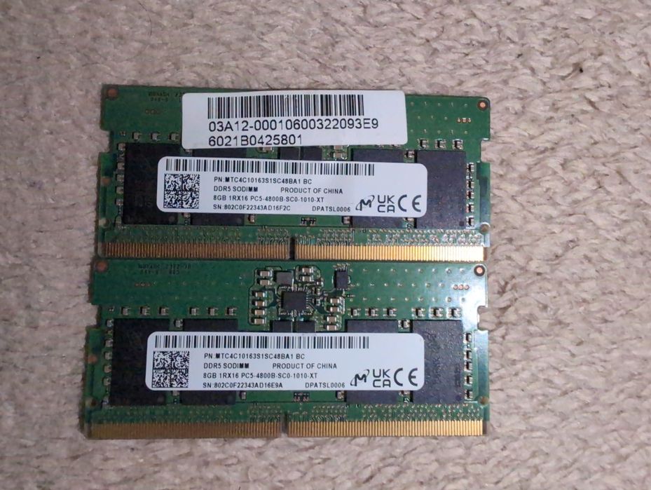 Комплект 16GB DDR5 (2x8GB) Micron 4800MHz SODIMM для ноутбука