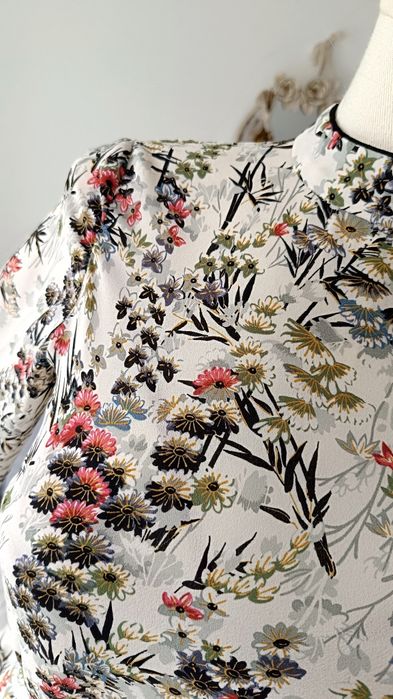 Zara bluzka blouse biust 48x2 M L baskinka koktajl kwiatowy urocza