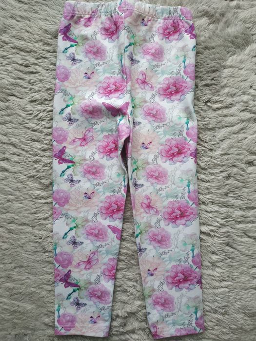 Nowe legginsy/różowe/kwiaty/motyle/prezent/Helen/r.92/98