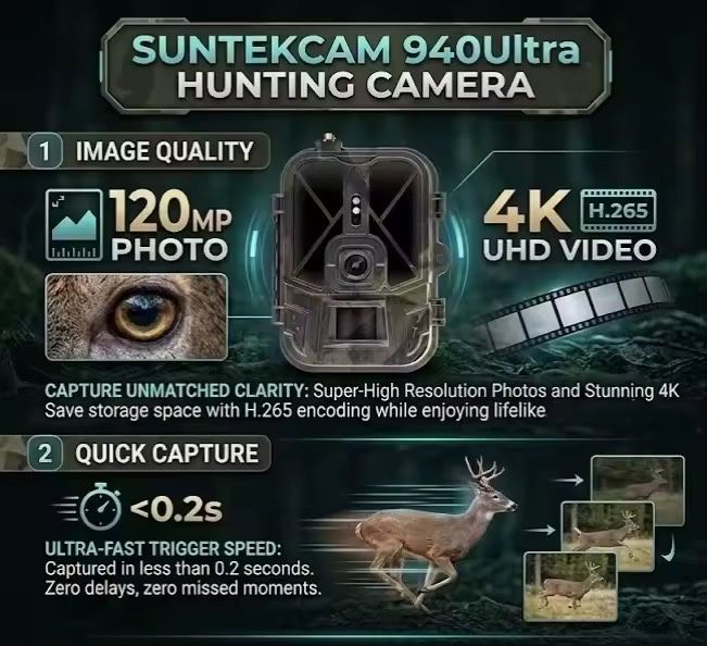 Потужна 4G фотопастка Suntek HC-940Ultra Li 4K АКУМУЛЯТОР 8000mAh з онлайн трансляцією Мисливська 4G камера Suntek HC940Pro hc960про hc950pro hc940pro