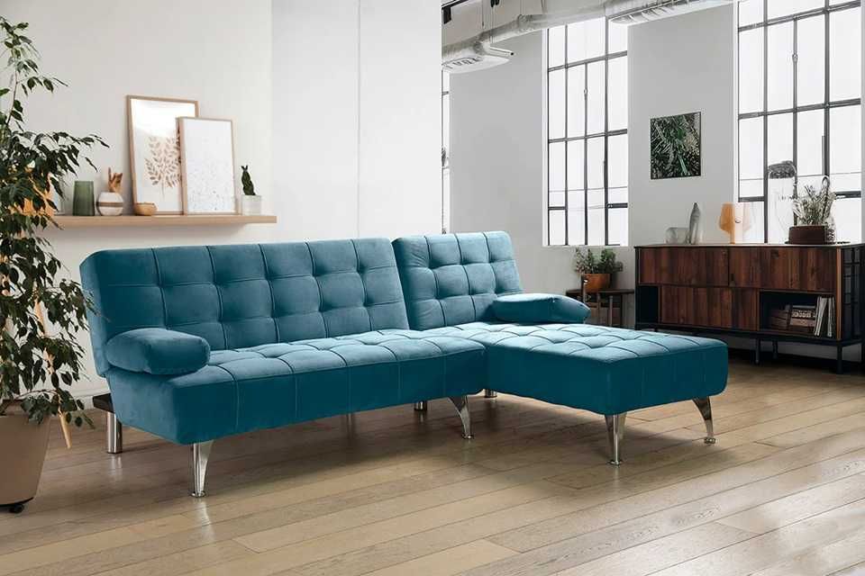 SOFÁ COM CHAISE LONGUE NOVO + MESA DE CENTRO + PORTES POR 324€