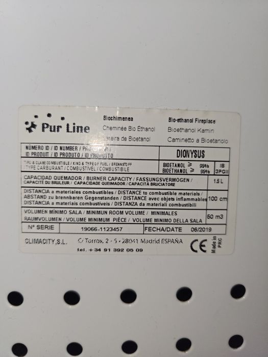 Lareira de Bioetanol DIONYSUS 2.5 KW PURLINE