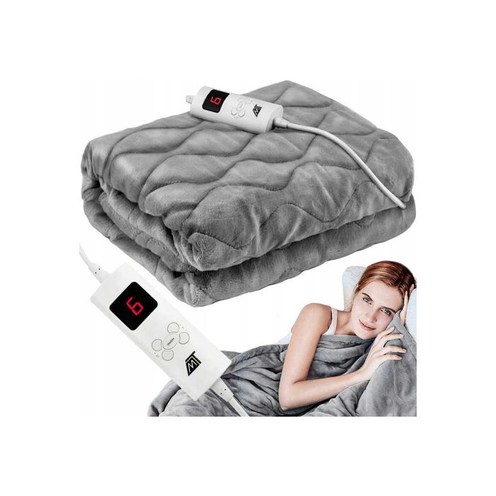 Duży Koc Elektryczny Grzejący Miękki Pilot 180x130