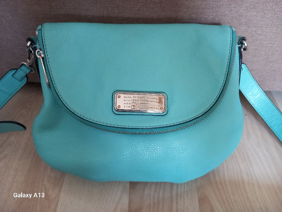 Marc Jacobs oryginalna skórzana torebka turkus