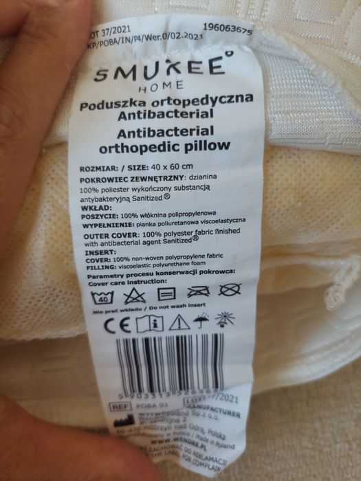Poduszka ortopedyczna Antibacterial 40x60cm SMUKEE