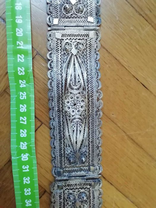 Pas srebrny filigranowy długość ok. 82 cm., wg. 225 g. Rosja , pr. 84