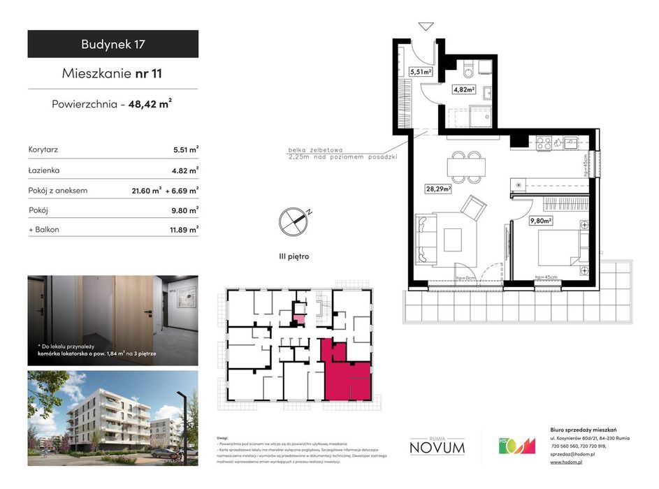 Dwa pokoje czy osobna kuchnia? 48m²  - Novum Rumia