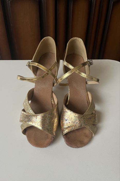 Золотые туфли для бальных танцев, латины размер 24 см