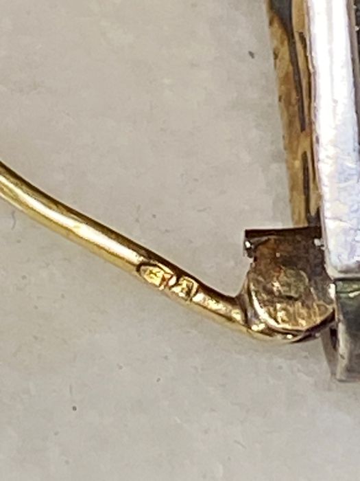 Alfinete Ouro Prata Diamantes Contrastado séc XIX 4 cm