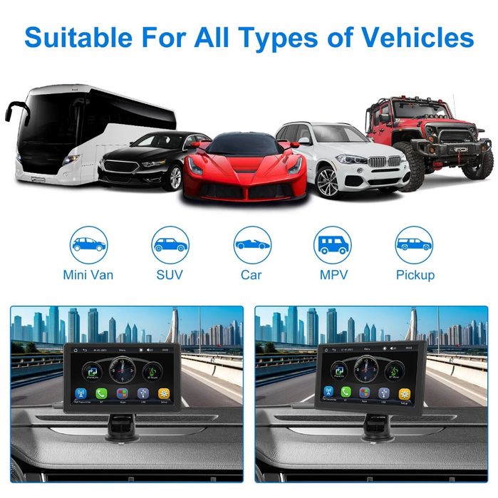 Auto rádio Portátil universal 7" Carplay Android auto