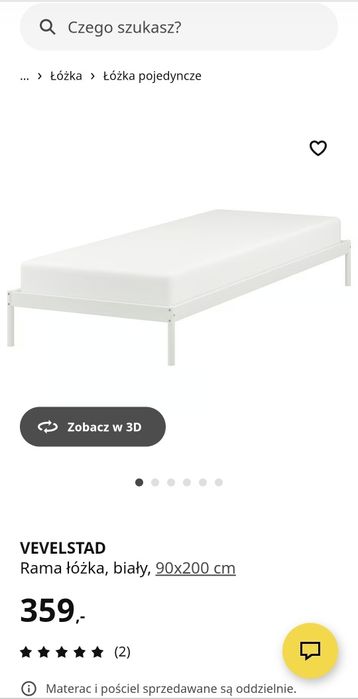 Łóżko z materacem Białe IKEA 90 x 200 jak nowe