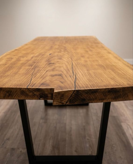 Stół dębowy loft 171 cm | Lity dąb | Live Edge | Ręcznie wykonany
