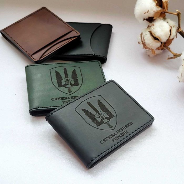 Шкіряна обкладина для СБУ. Натуральна шкіра. Гравіювання.Ручна робота