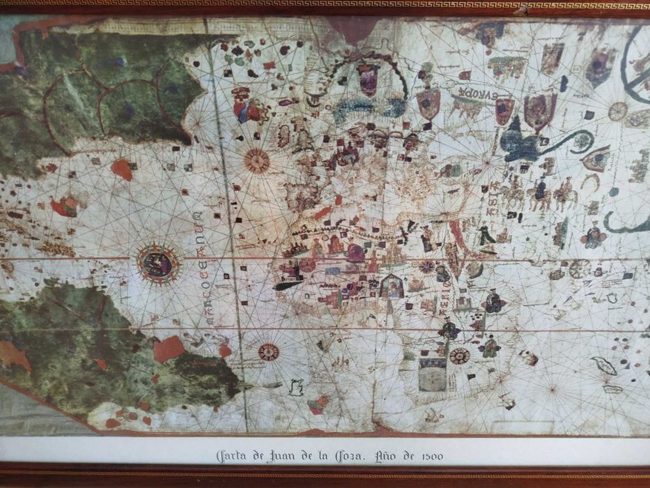 Quadro com belíssima Gravura "Carta de Juan de la Cosa - Ano 1500"