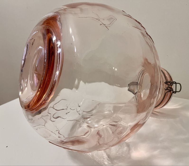 Pote vintage de vidro Rosa Rumtopf Germany