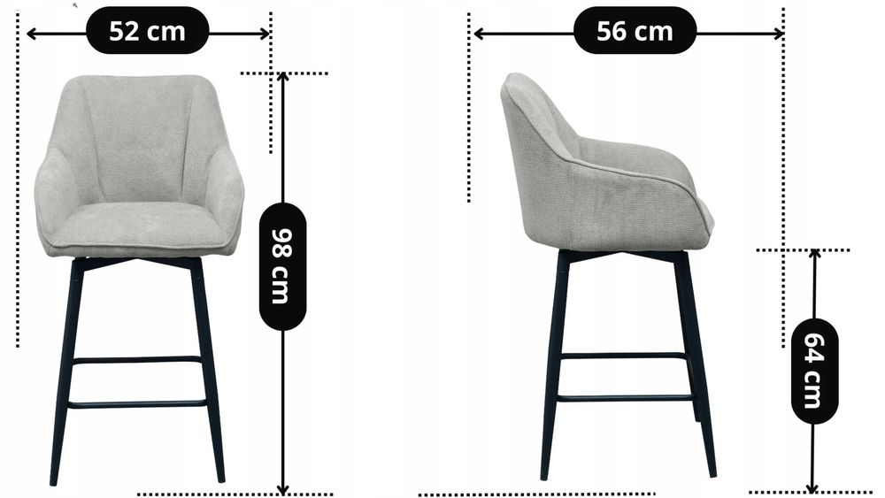 hoker obrotowy szary czarne nogi