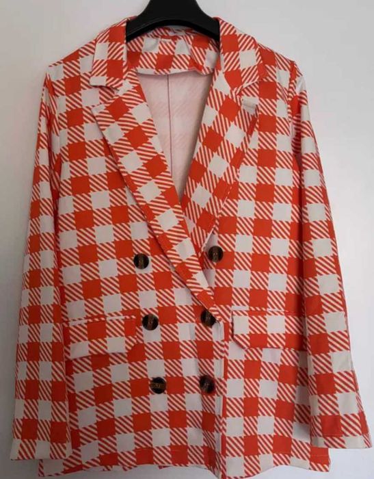 Marynarka i spodnie, w kratę pepitkę w stylu preppy, smart casual
