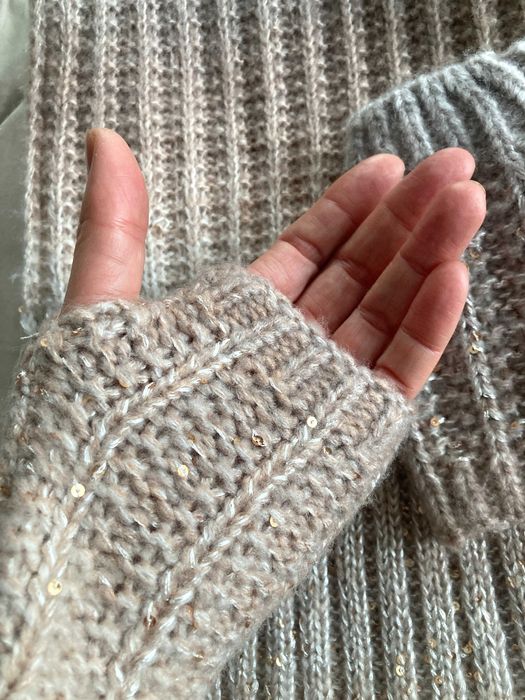 Длинный шарф (170 см) и митенки нарядный комплект