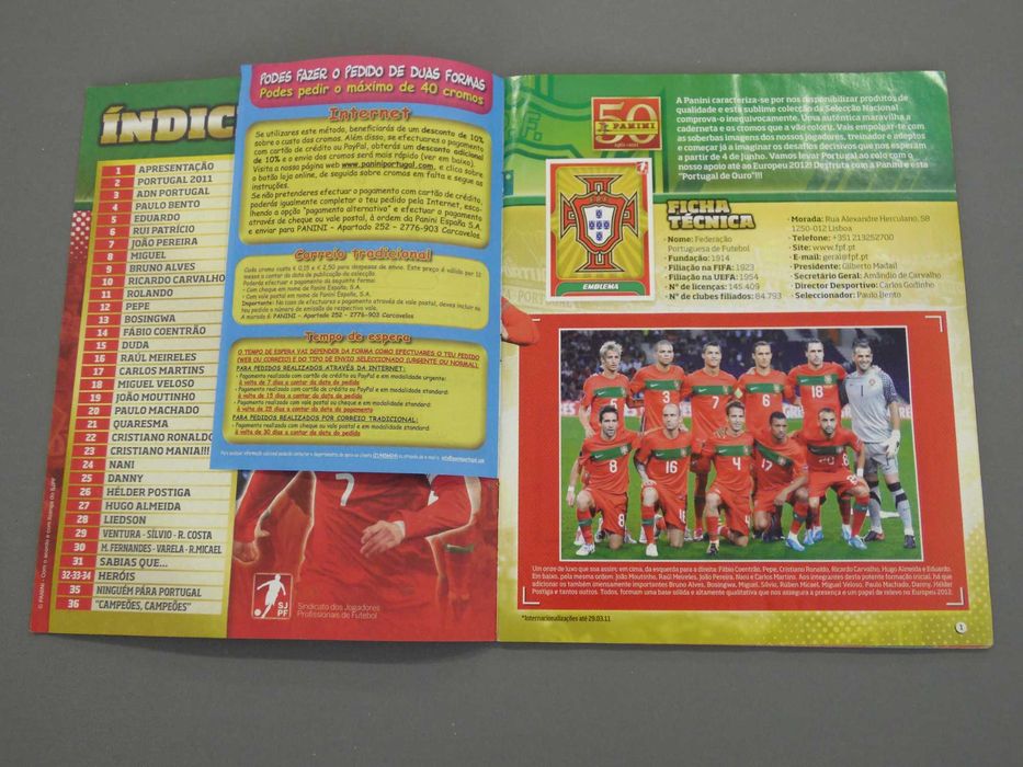 Caderneta Panini Portugal de Ouro 2011 Completa