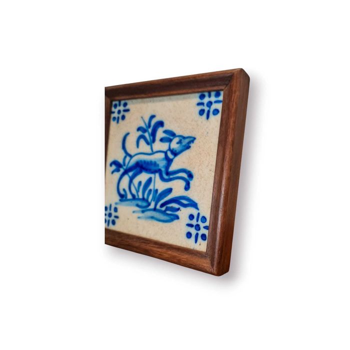 Azulejo Antigo Lamego Azul e Branco – Motivo Animal