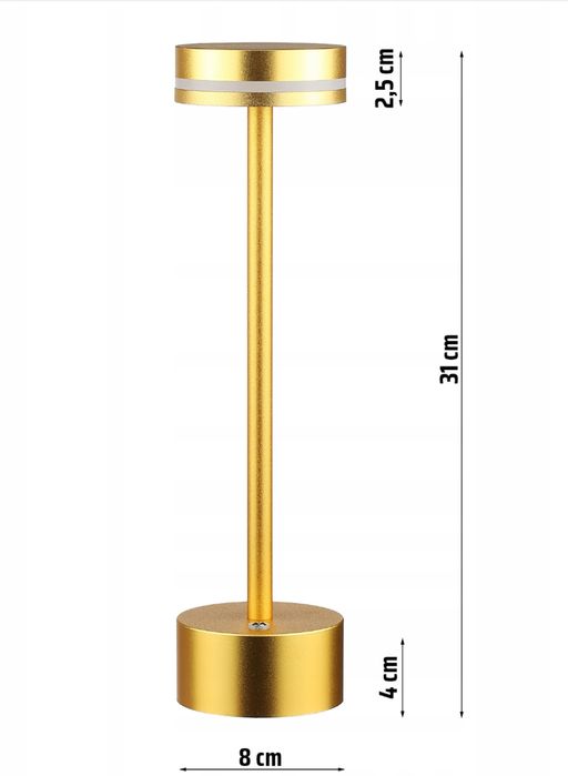 Złota bezprzewodowa stołowa lampka led