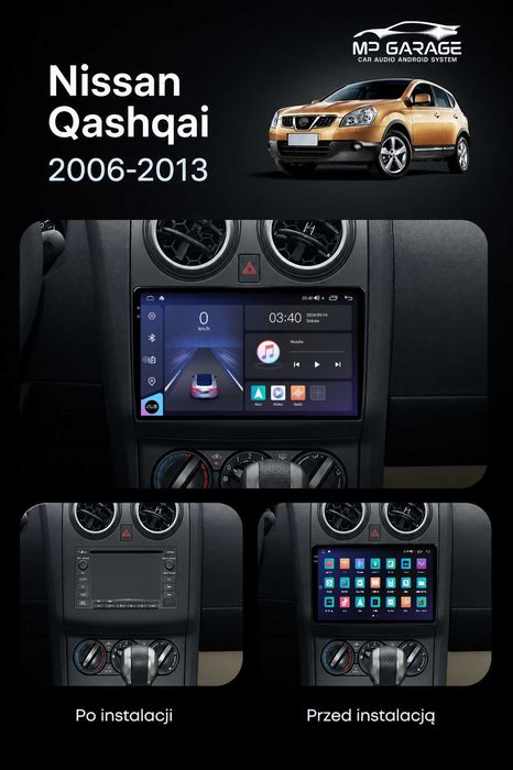 Radio Android Nissan Qashqai J10 4G LTE CarPlay AA Qled Montaż