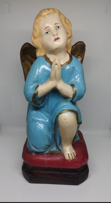 PRL figurka stary Anioł Aniołek gipsowy