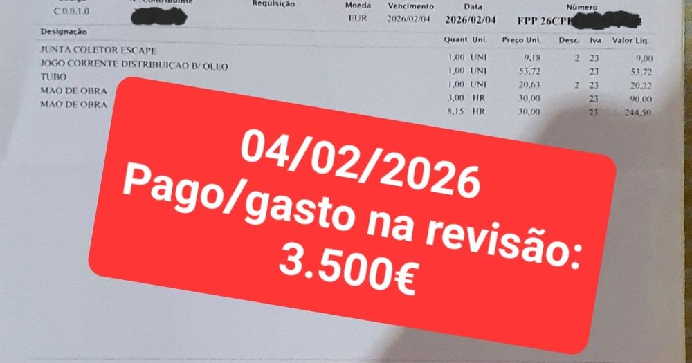 Com correntes de distribuição já trocadas BMW