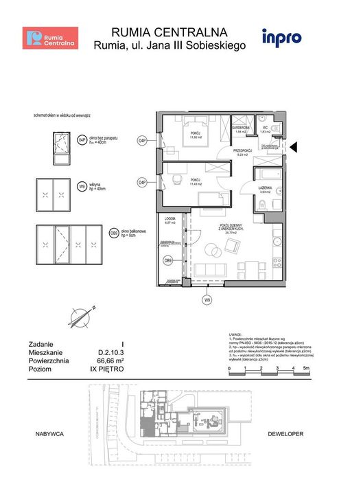 3-pokojowe mieszkanie 66 m² + loggia - Widok 2