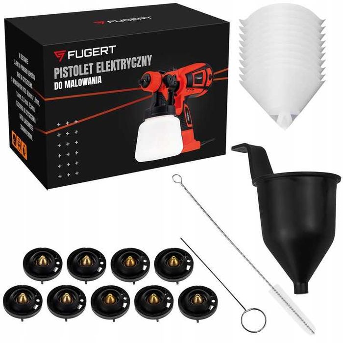 Elektryczny pistolet malarski 750W do ścian farb 9 dysz