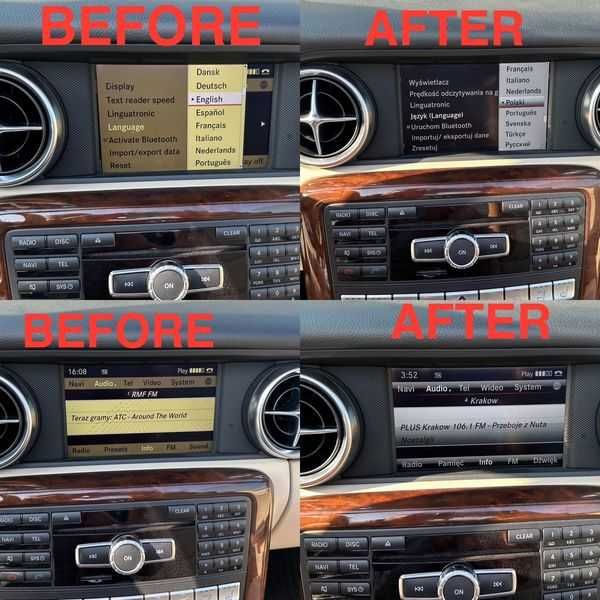 Mercedes Carplay Android Auto B C CLS E G ML SL SLK BOX Polskie Menu