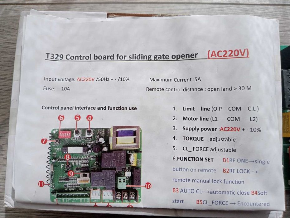 NOVO Placa de Controlo para Portão de Correr (AC 220-230V)