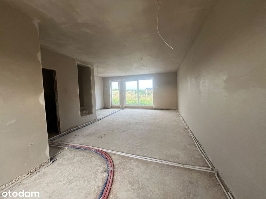 Nowoczesny dom w zabudowie bliźniaczej 115m² z pompą ciepła